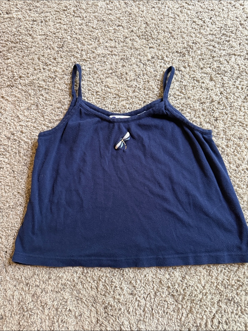 Women's Navy Spaghetti Strap Camisole with Dragonfly